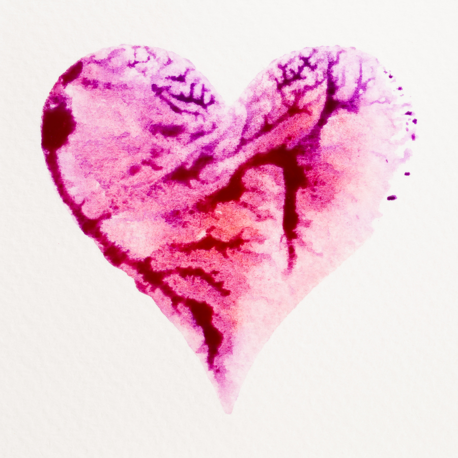 Watercolor heart. Valentines day Greating card, love, relationship, art, painting.
